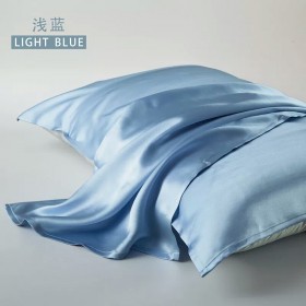 Pure Silk Pillow Case Light Blue Oblong Silk Pillow Case